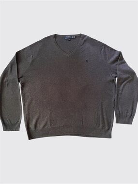 Polo by Ralph Lauren Men's V-Neck Sweater Charcoal Cotton